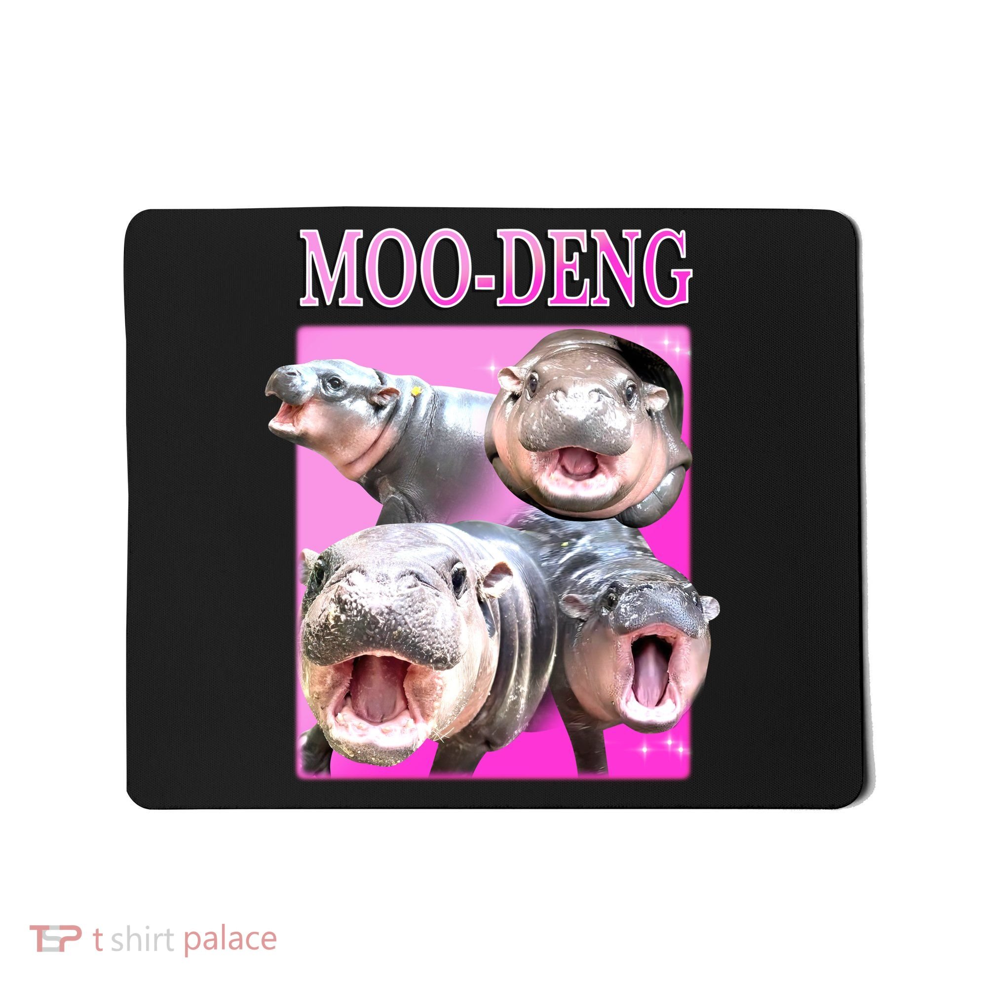 Hot Pink Moo Deng Hippo Meme Funny Mousepad