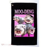 Hot Pink Moo Deng Hippo Meme Funny Golf Towel thumb 0