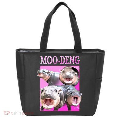 Hot Pink Moo Deng Hippo Meme Funny Tote Bag