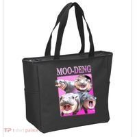 Hot Pink Moo Deng Hippo Meme Funny Tote Bag thumb 2