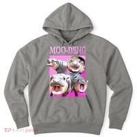 Hot Pink Moo Deng Hippo Meme Funny Hoodie thumb 0