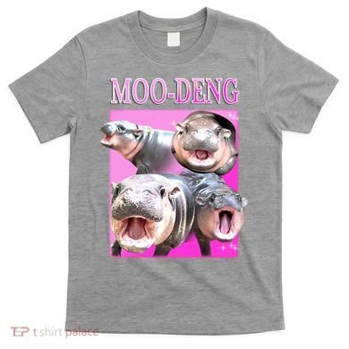 Hot Pink Moo Deng Hippo Meme Funny T-Shirt