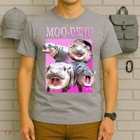 Hot Pink Moo Deng Hippo Meme Funny T-Shirt thumb 6