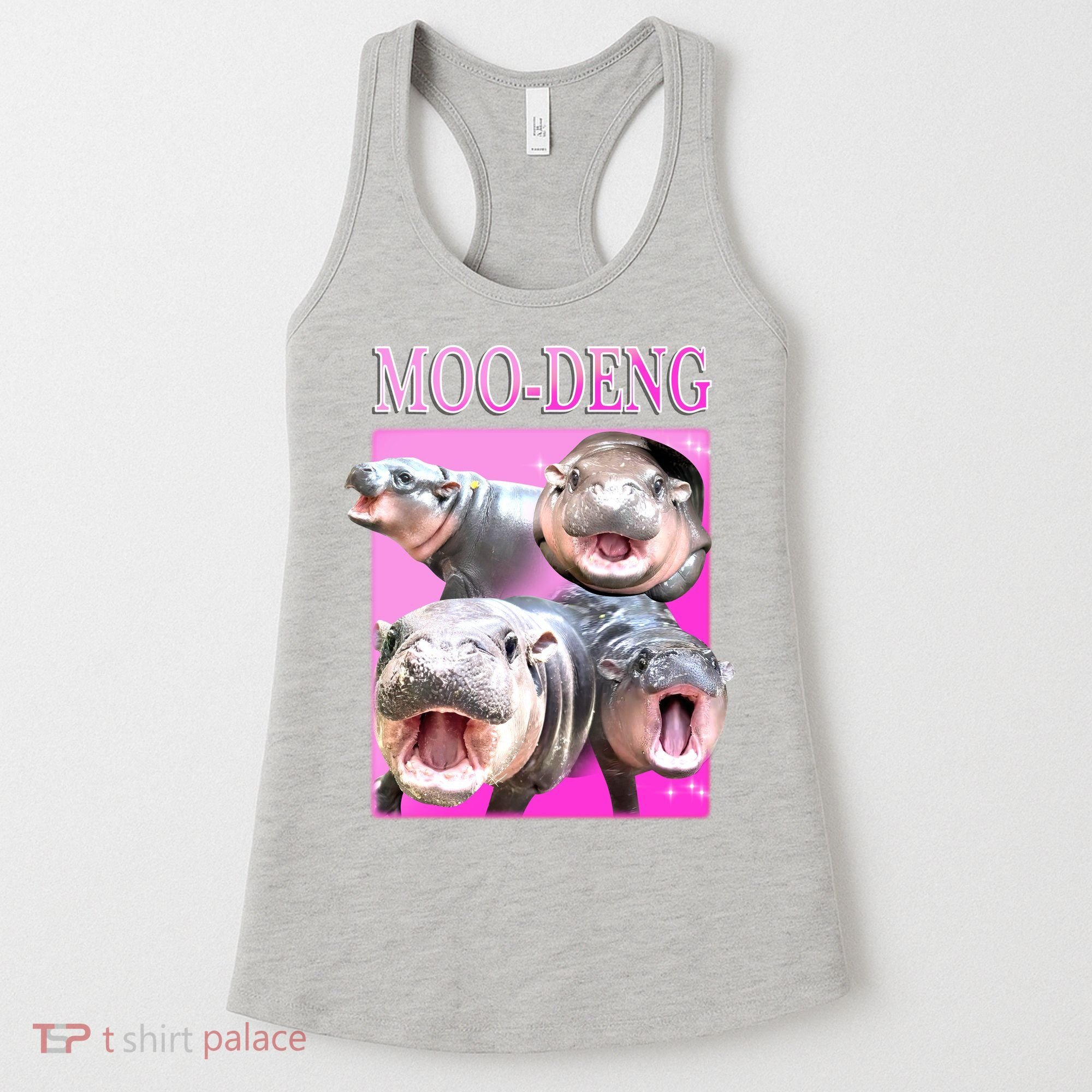 Hot Pink Moo Deng Hippo Meme Funny Women's Tank Top