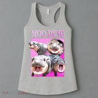 Hot Pink Moo Deng Hippo Meme Funny Women's Tank Top thumb 3
