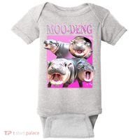 Hot Pink Moo Deng Hippo Meme Funny Baby Bodysuit thumb 0