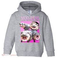 Hot Pink Moo Deng Hippo Meme Funny Toddler Hoodie thumb 0