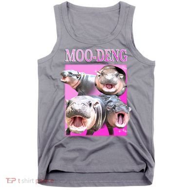 Hot Pink Moo Deng Hippo Meme Funny Tank Top