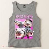 Hot Pink Moo Deng Hippo Meme Funny Tank Top thumb 2