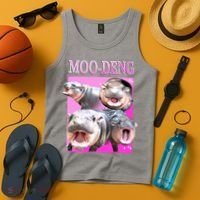 Hot Pink Moo Deng Hippo Meme Funny Tank Top thumb 4