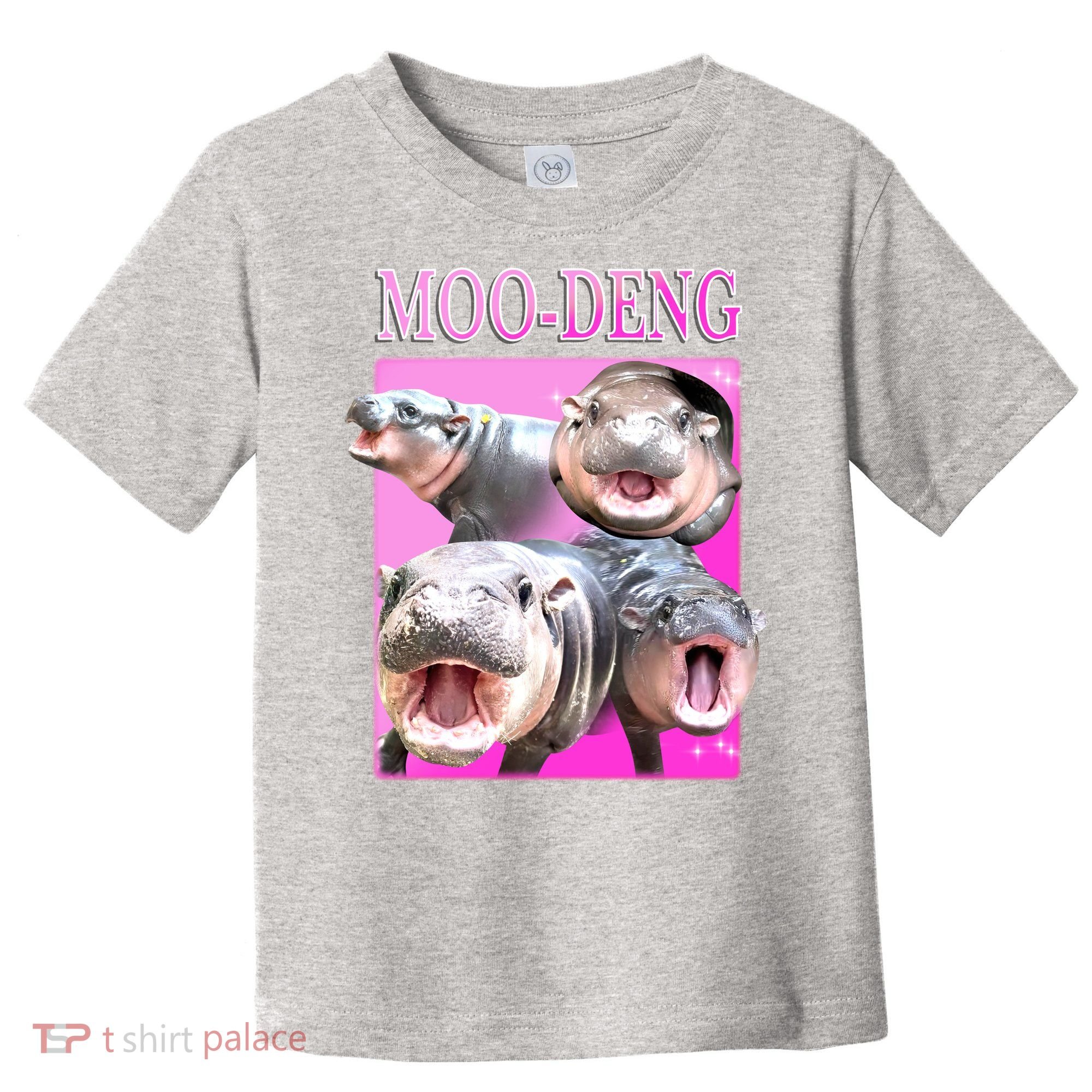 Hot Pink Moo Deng Hippo Meme Funny Toddler T-Shirt