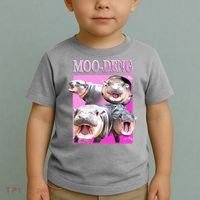 Hot Pink Moo Deng Hippo Meme Funny Toddler T-Shirt thumb 2
