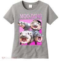 Hot Pink Moo Deng Hippo Meme Funny Women's T-Shirt thumb 0
