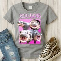 Hot Pink Moo Deng Hippo Meme Funny Women's T-Shirt thumb 3