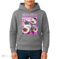 Hot Pink Moo Deng Hippo Meme Funny Kids Hoodie thumb 4