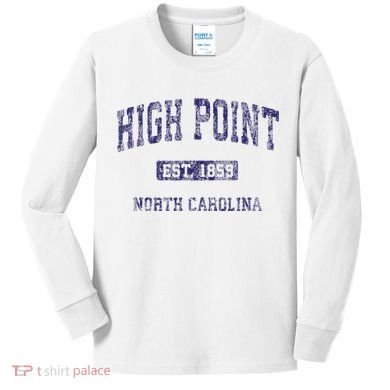 High Point North Carolina Nc Vintage Athletic Kids Long Sleeve Shirt