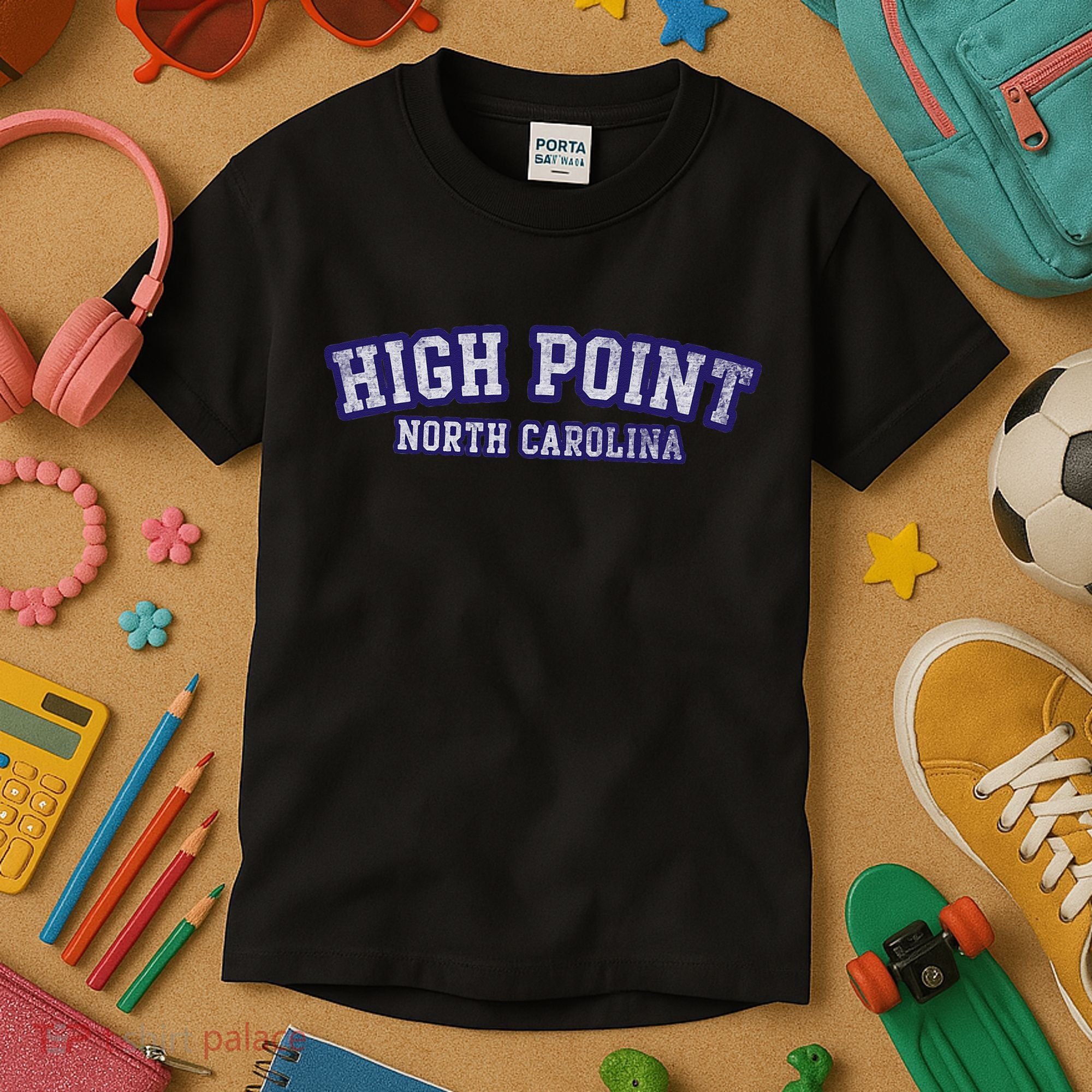 High Point North Carolina Athletic Text Sport Style Kids T-Shirt