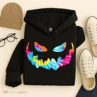Halloween Pumpkin Pink Yellow Blue Tie Dye Face Hoodie thumb 4