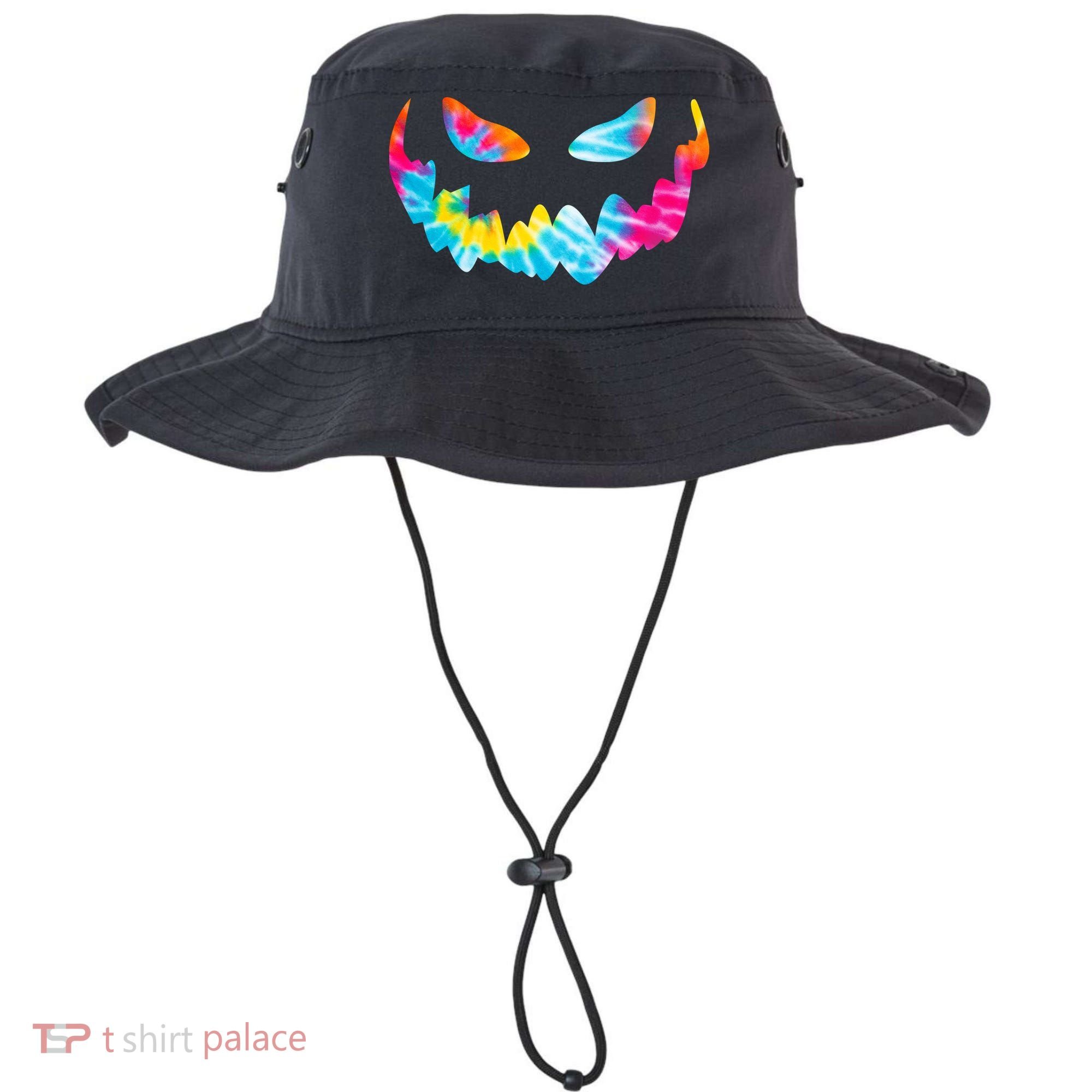 Halloween Pumpkin Pink Yellow Blue Tie Dye Face Bucket Hat