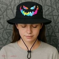 Halloween Pumpkin Pink Yellow Blue Tie Dye Face Bucket Hat thumb 3