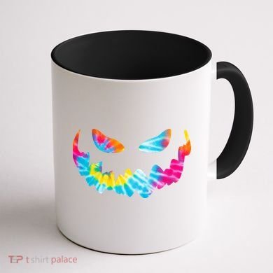 Halloween Pumpkin Pink Yellow Blue Tie Dye Face Coffee Mug back