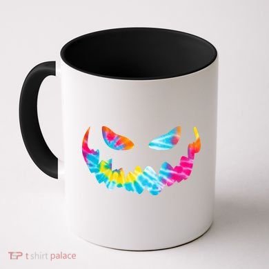Halloween Pumpkin Pink Yellow Blue Tie Dye Face Coffee Mug