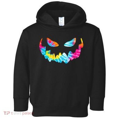 Halloween Pumpkin Pink Yellow Blue Tie Dye Face Toddler Hoodie