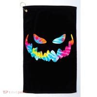 Halloween Pumpkin Pink Yellow Blue Tie Dye Face Golf Towel thumb 0
