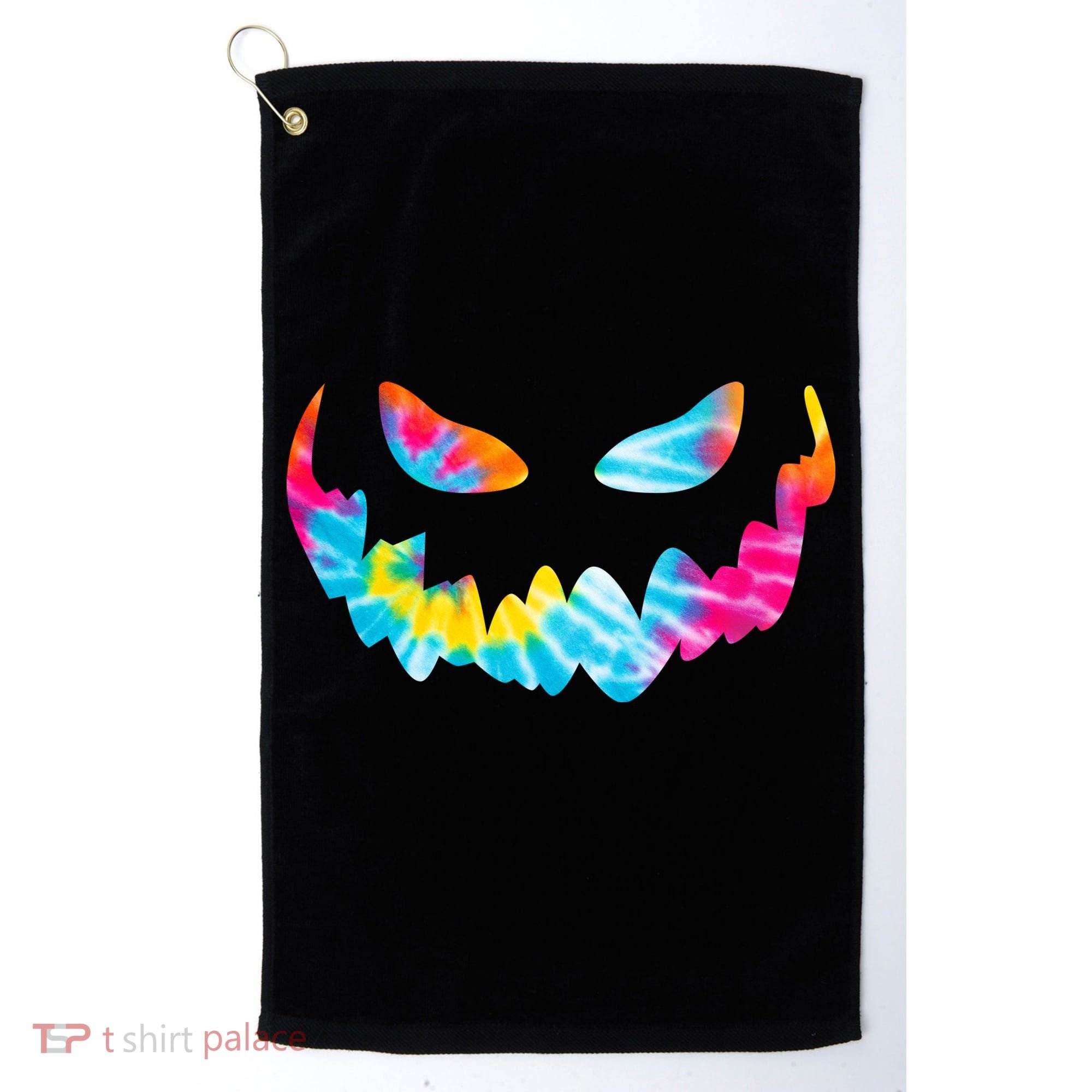 Halloween Pumpkin Pink Yellow Blue Tie Dye Face Golf Towel