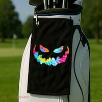 Halloween Pumpkin Pink Yellow Blue Tie Dye Face Golf Towel thumb 2