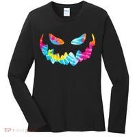 Halloween Pumpkin Pink Yellow Blue Tie Dye Face Women's Long Sleeve Shirt thumb 0