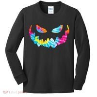 Halloween Pumpkin Pink Yellow Blue Tie Dye Face Kids Long Sleeve Shirt thumb 0