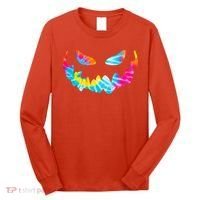 Halloween Pumpkin Pink Yellow Blue Tie Dye Face Long Sleeve Shirt thumb 0