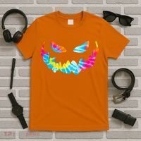 Halloween Pumpkin Pink Yellow Blue Tie Dye Face T-Shirt thumb 5