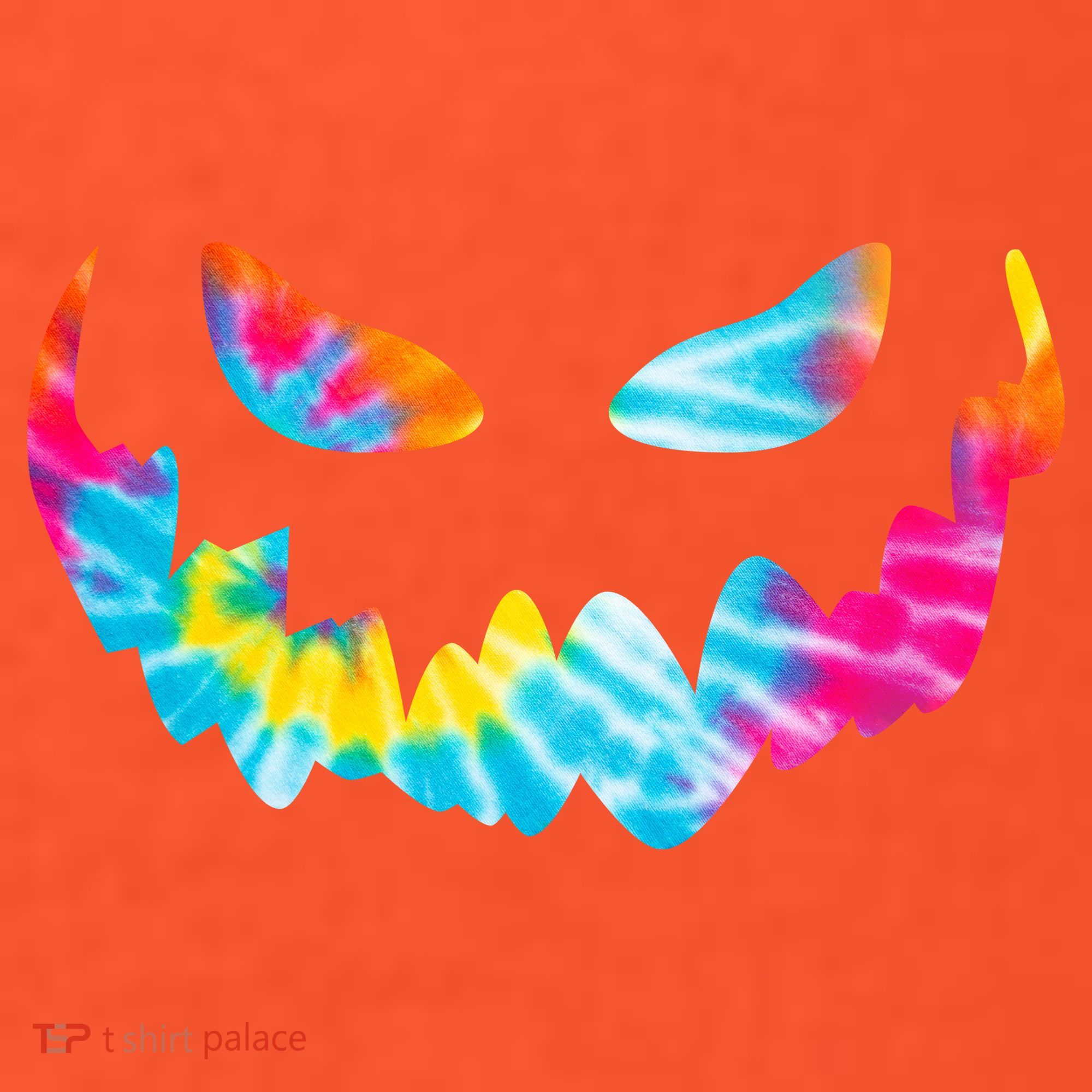 Halloween Pumpkin Pink Yellow Blue Tie Dye Face T-Shirt