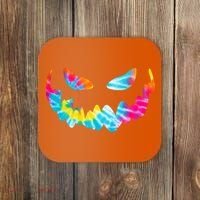 Halloween Pumpkin Pink Yellow Blue Tie Dye Face Coaster thumb 0