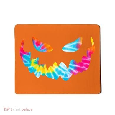 Halloween Pumpkin Pink Yellow Blue Tie Dye Face Mousepad