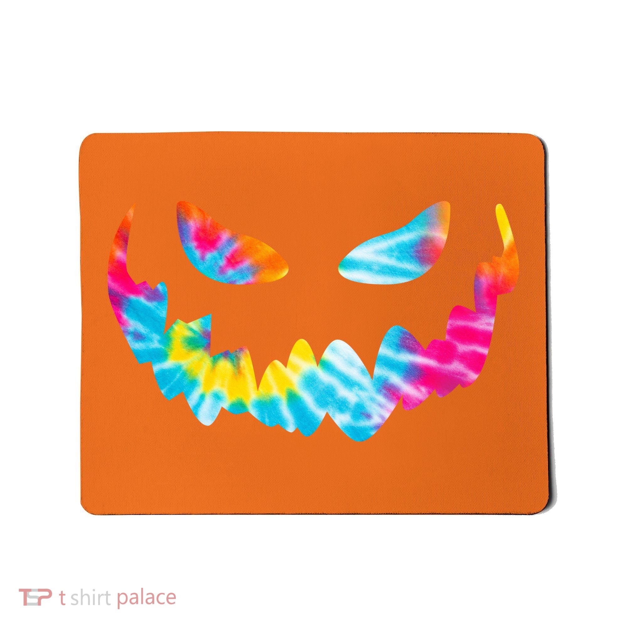Halloween Pumpkin Pink Yellow Blue Tie Dye Face Mousepad