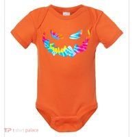 Halloween Pumpkin Pink Yellow Blue Tie Dye Face Baby Bodysuit thumb 0