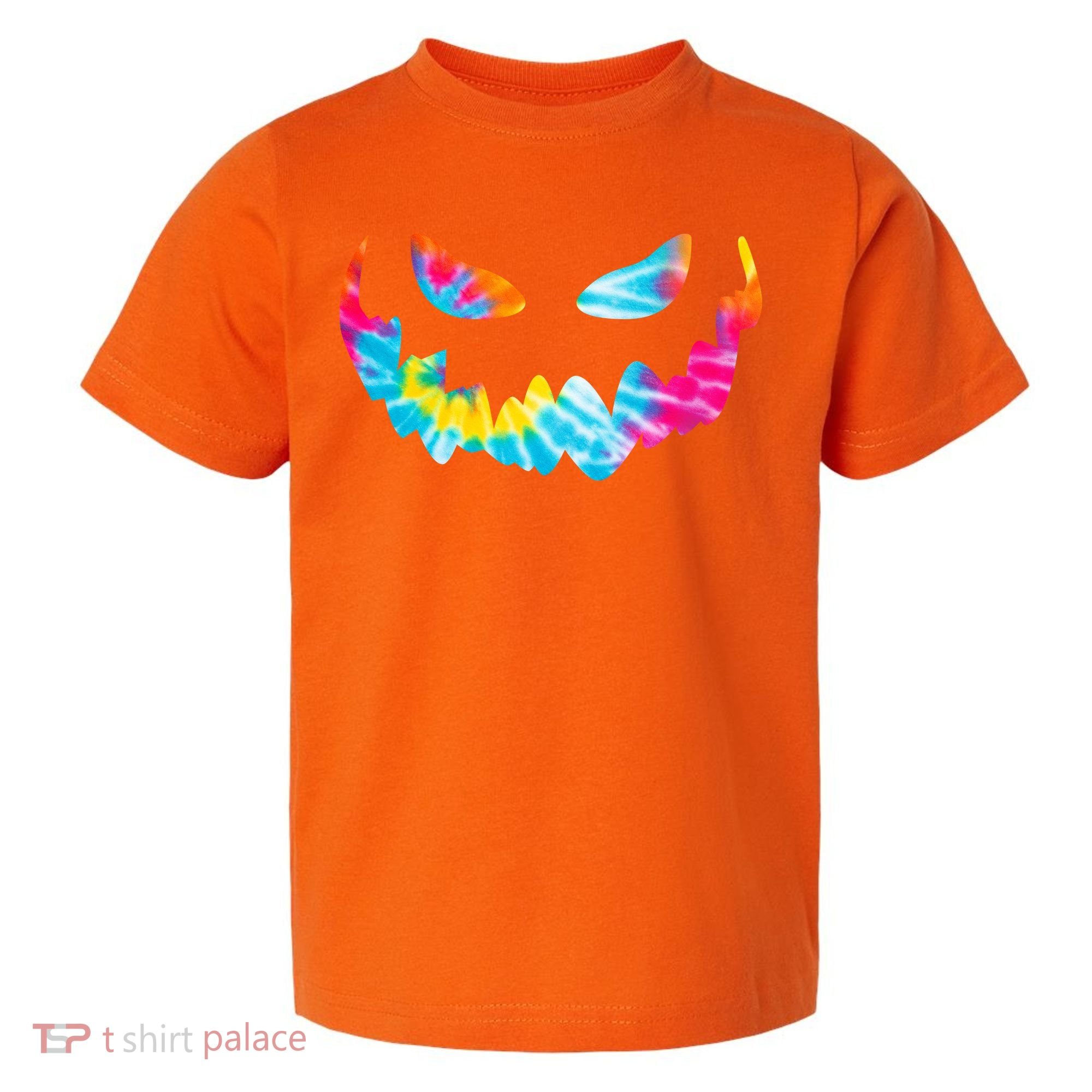Halloween Pumpkin Pink Yellow Blue Tie Dye Face Toddler T-Shirt