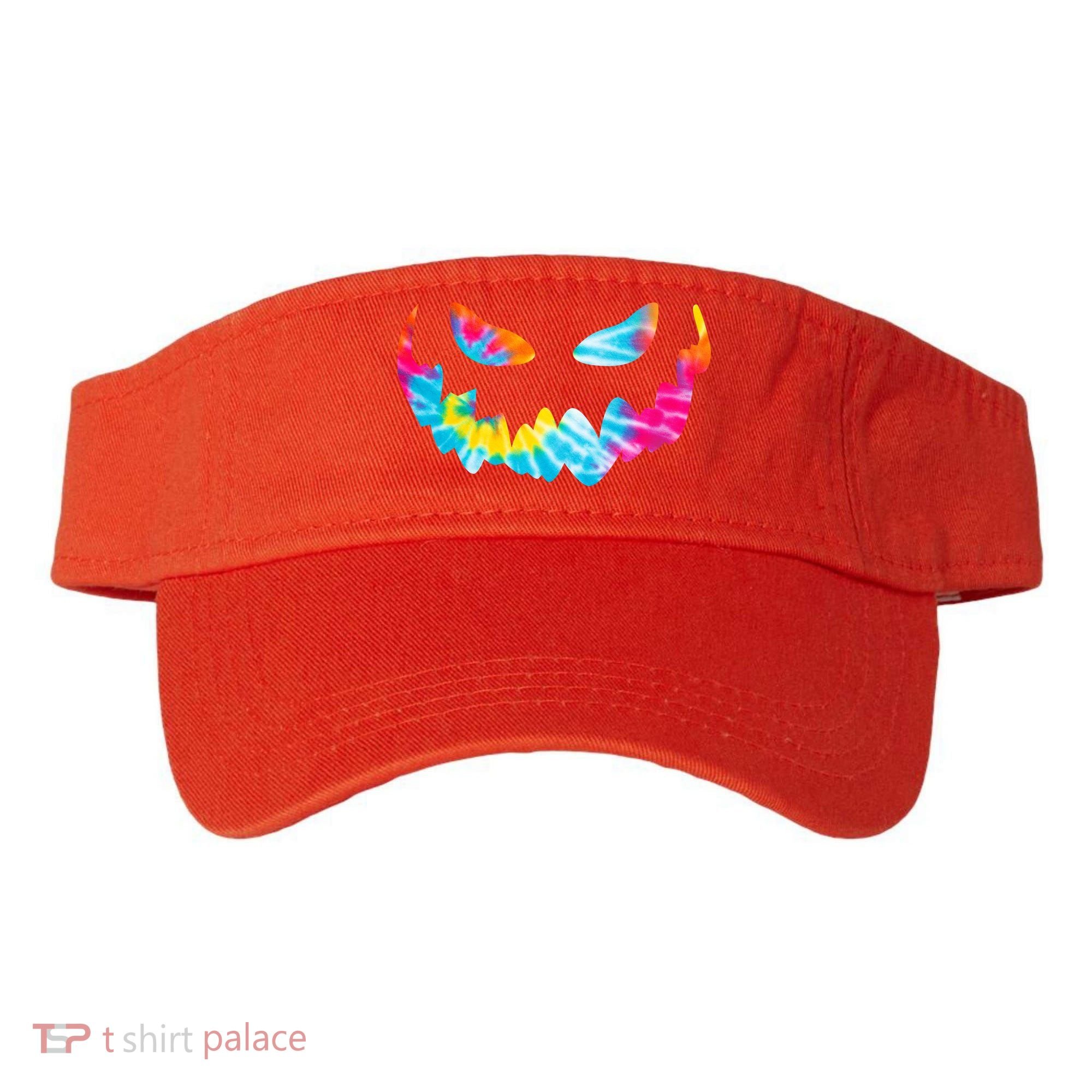 Halloween Pumpkin Pink Yellow Blue Tie Dye Face Visor