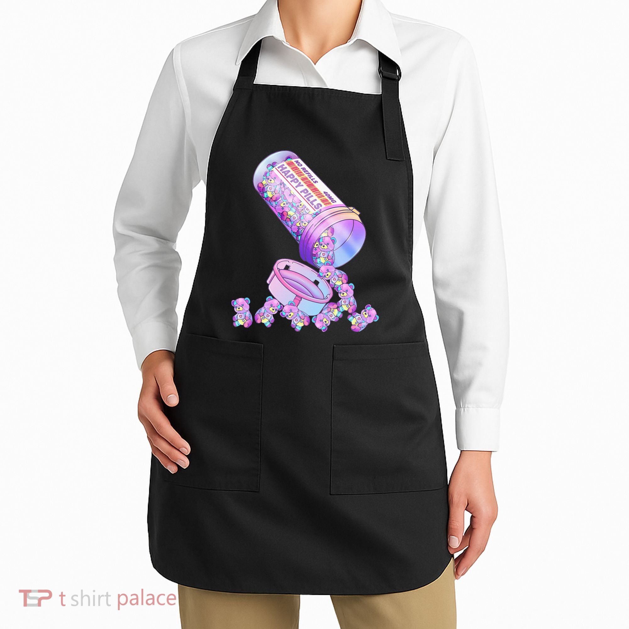Happy Pills Pastel Goth Kawaii Yami Teddy Bear Otaku Women Apron