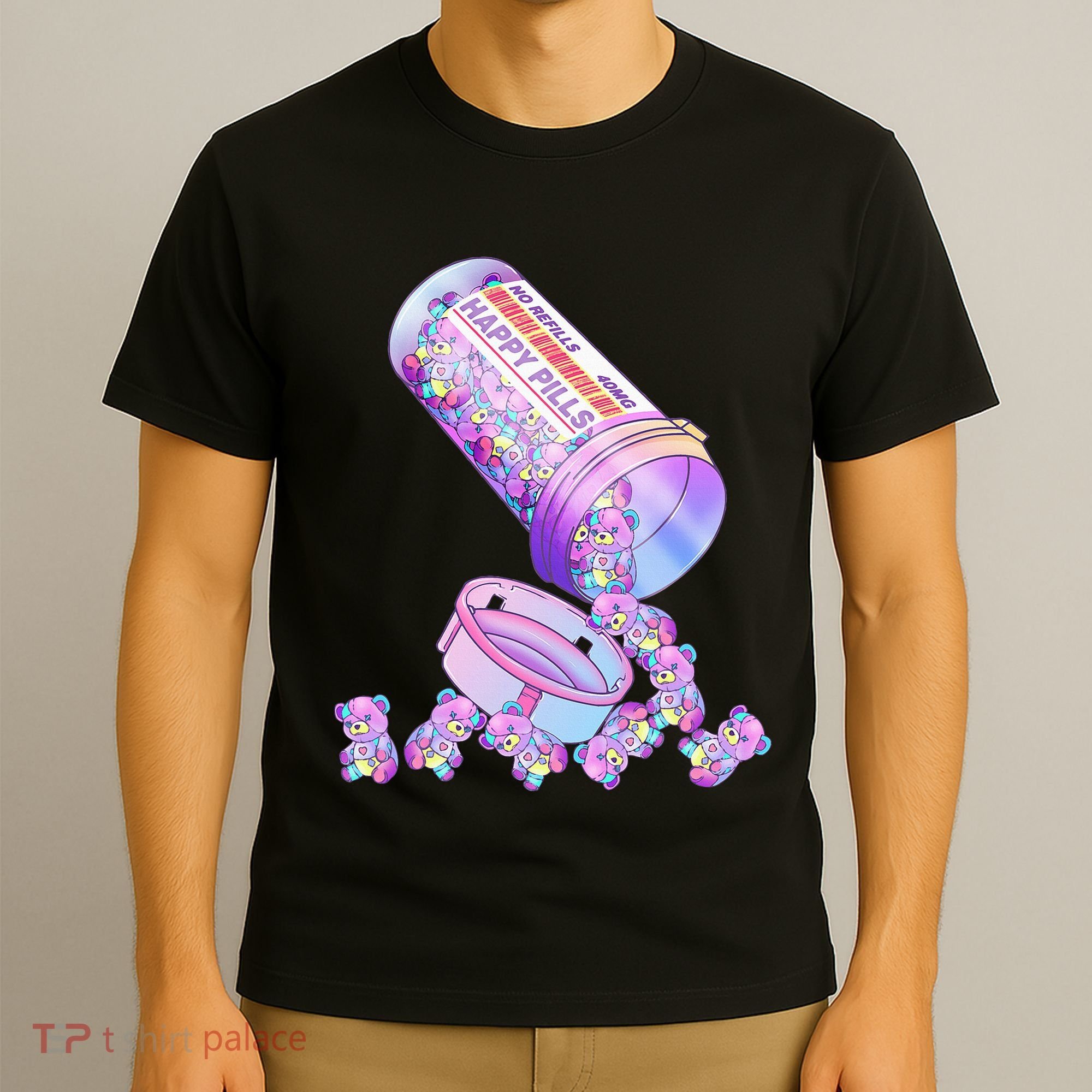 Happy Pills Pastel Goth Kawaii Yami Teddy Bear Otaku Women T-Shirt