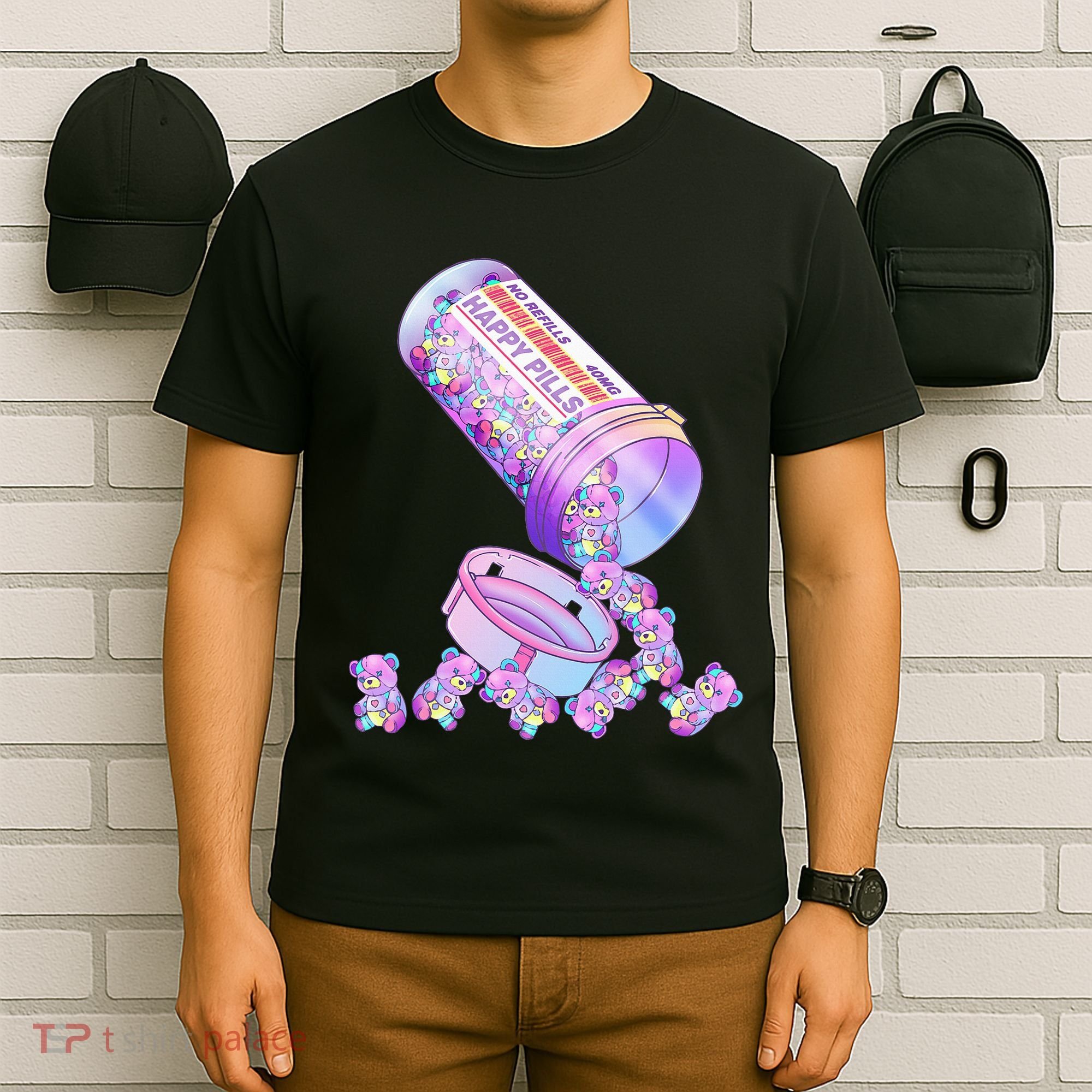 Happy Pills Pastel Goth Kawaii Yami Teddy Bear Otaku Women T-Shirt