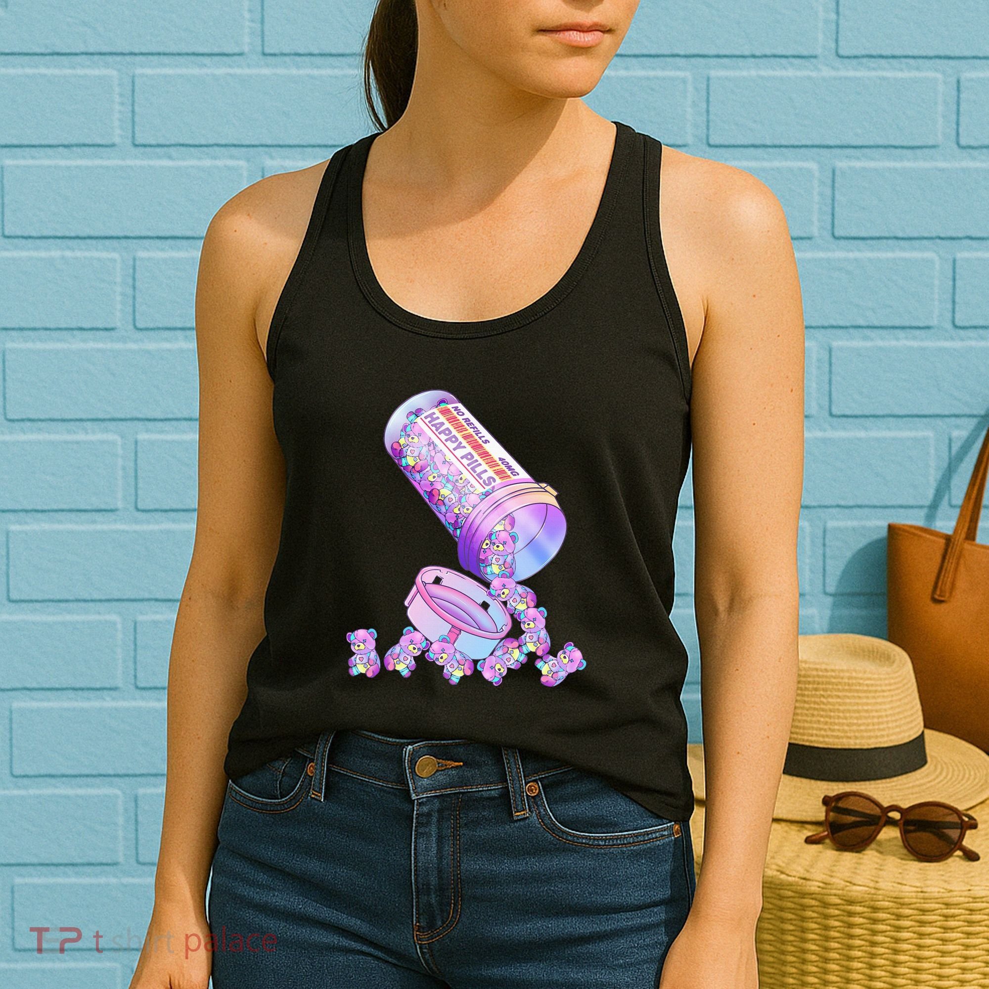 Happy Pills Pastel Goth Kawaii Yami Teddy Bear Otaku Women Women's Tank Top