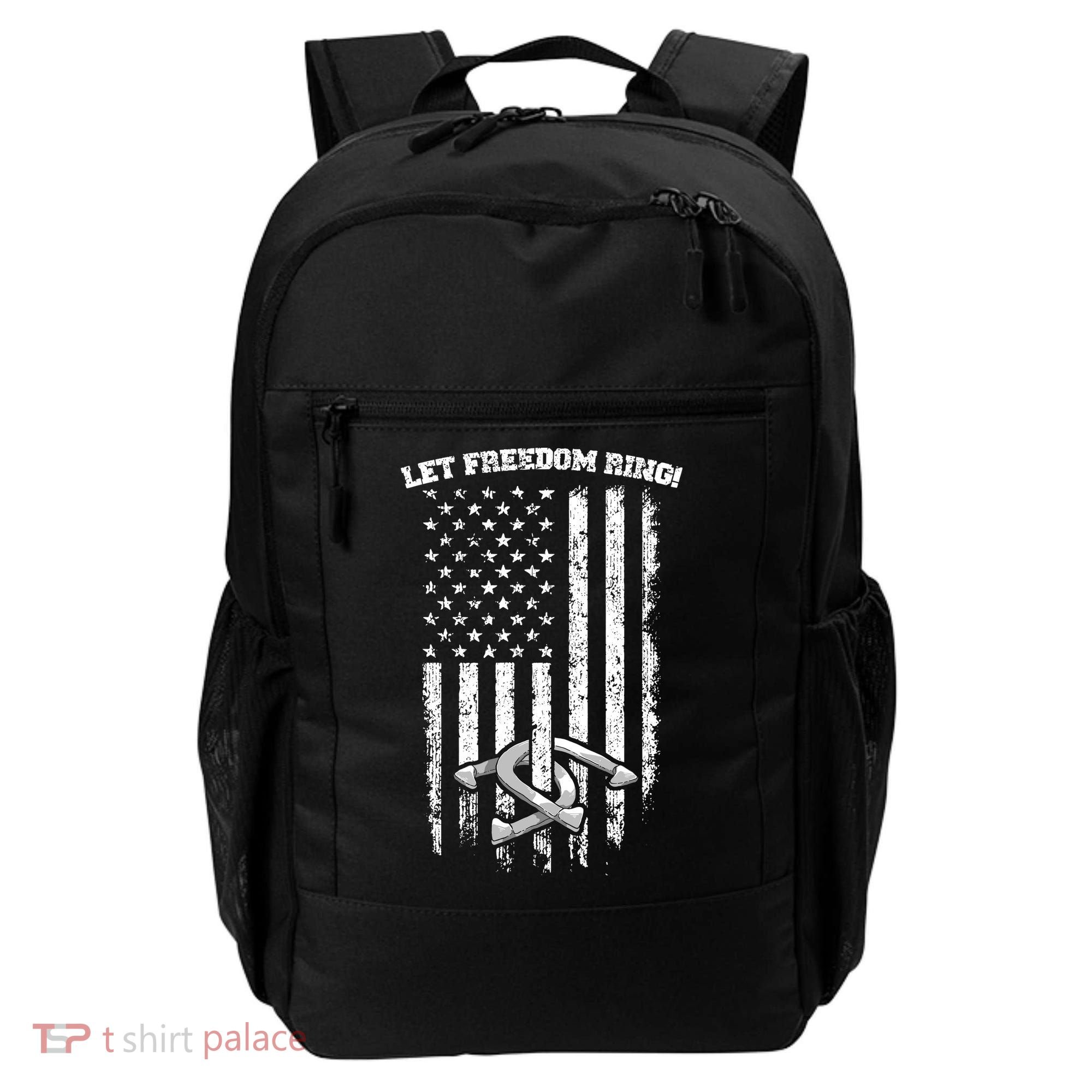 Horseshoes Pitching Patriotic Distressed American Flag Gift Backpack