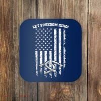Horseshoes Pitching Patriotic Distressed American Flag Gift Coaster thumb 0