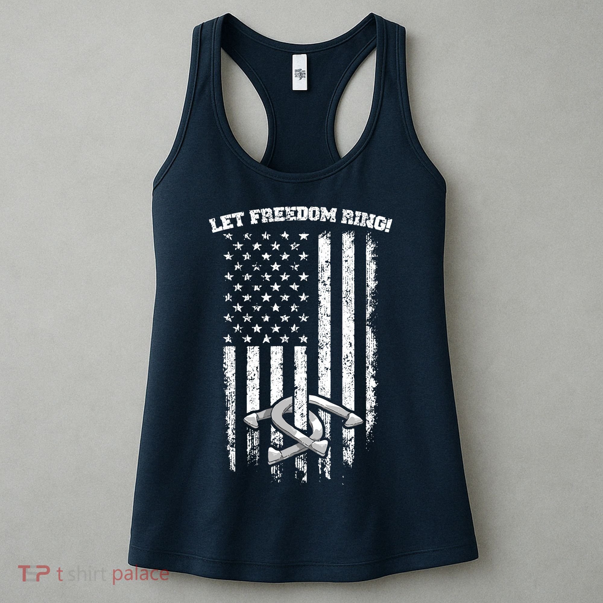 Horseshoes Pitching Patriotic Distressed American Flag Gift Women's Tank Top