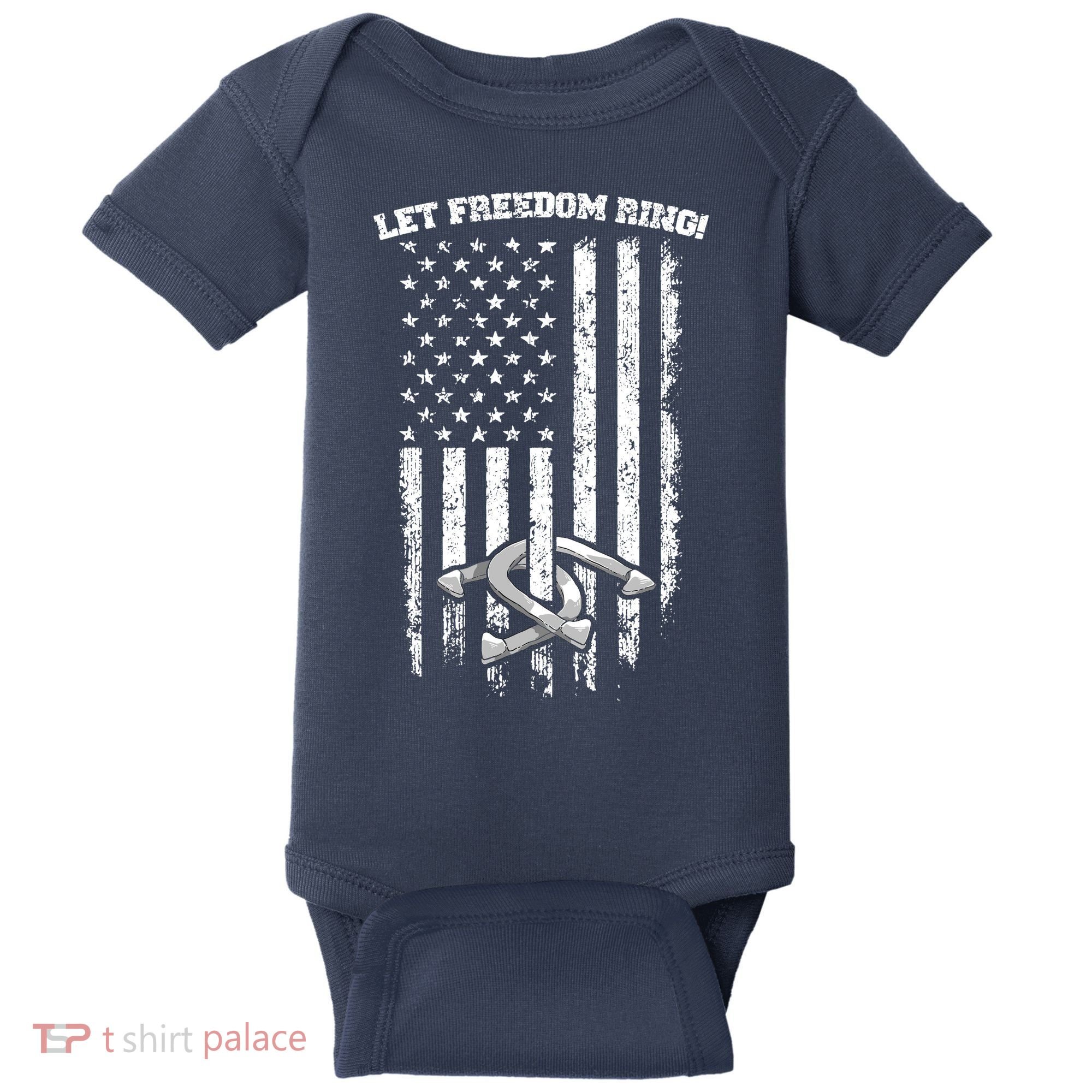 Horseshoes Pitching Patriotic Distressed American Flag Gift Baby Bodysuit