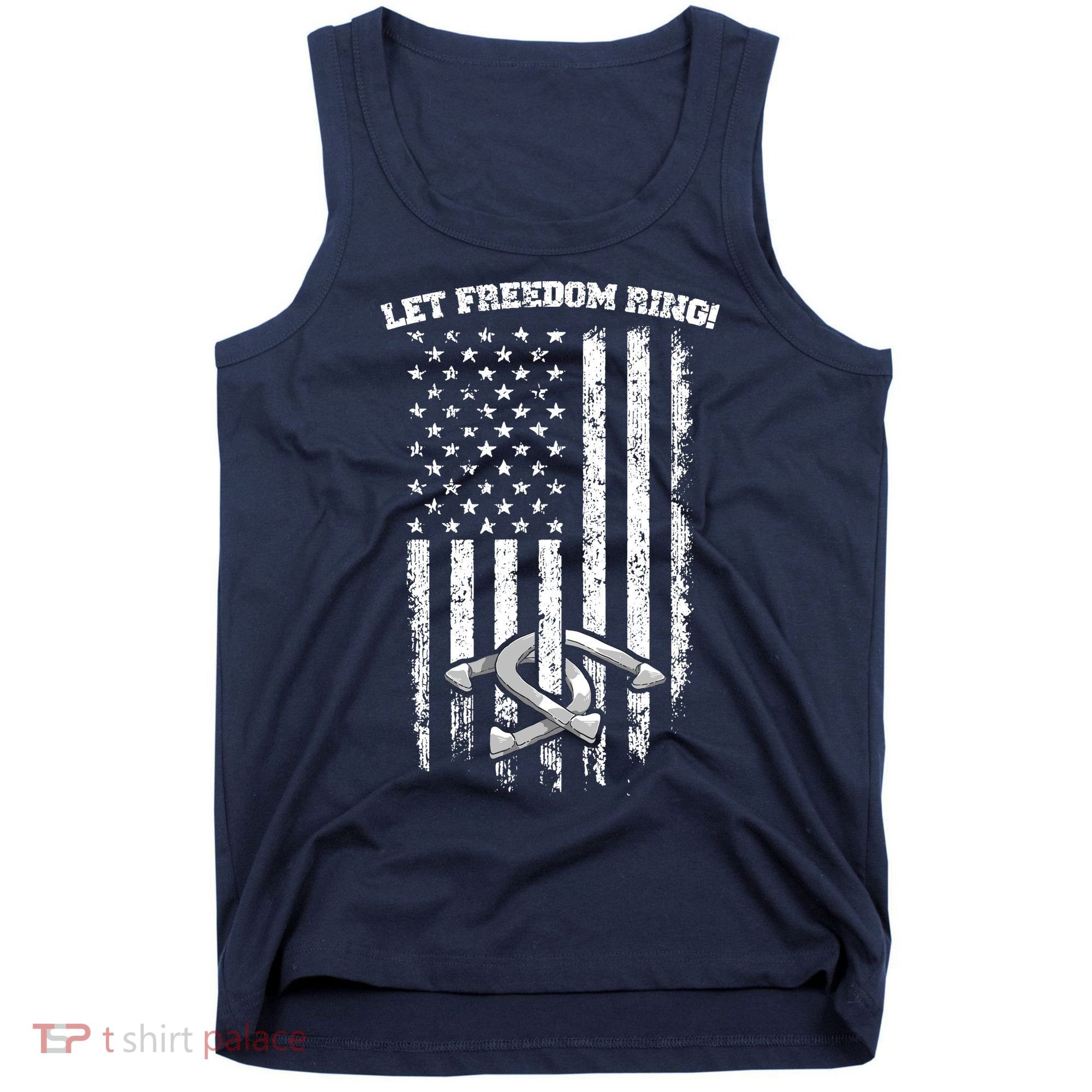 Horseshoes Pitching Patriotic Distressed American Flag Gift Tank Top